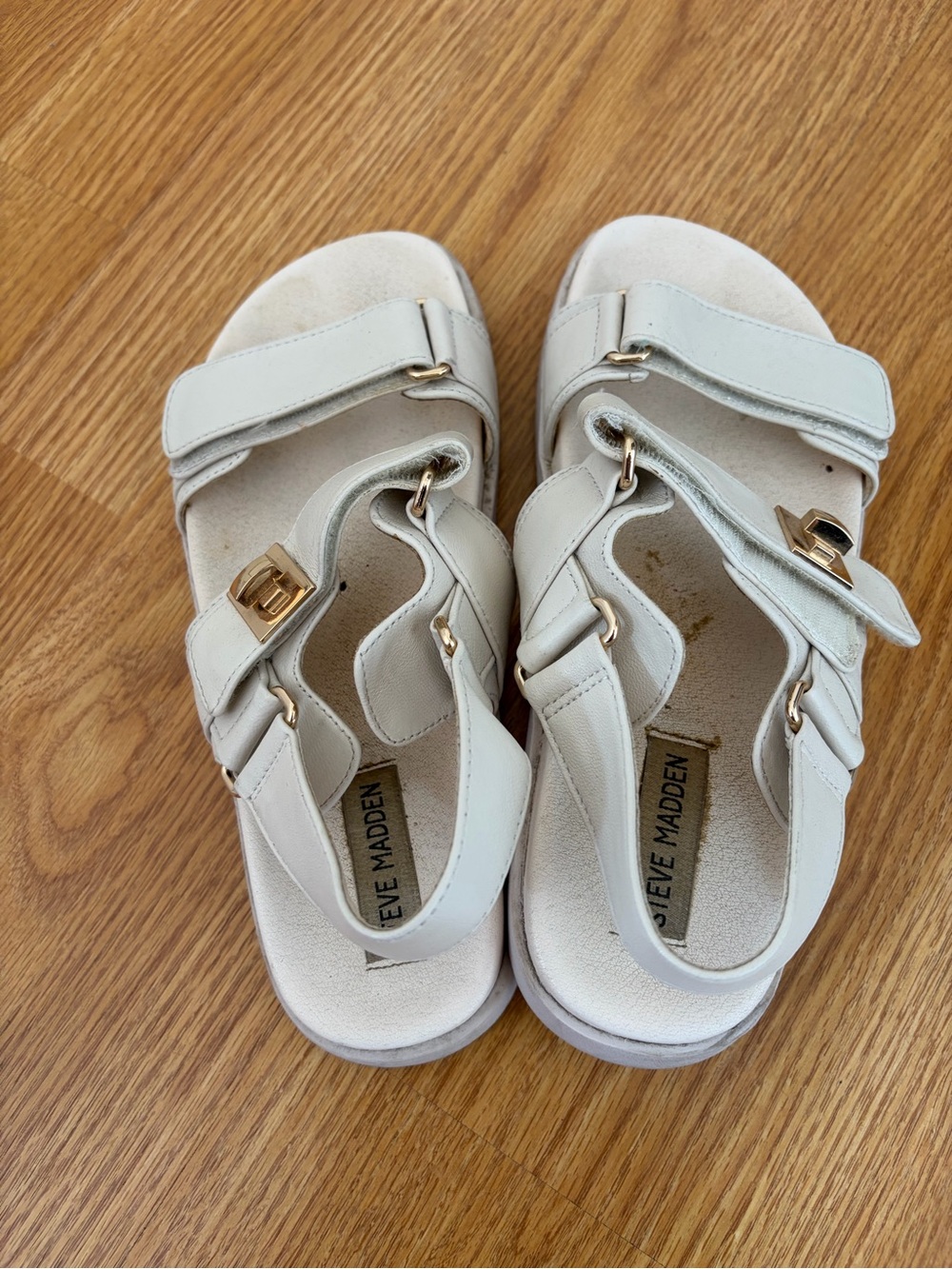 Steve Madden Mona Leather Upper White Sandal Size 7M - Picture 8 of 9
